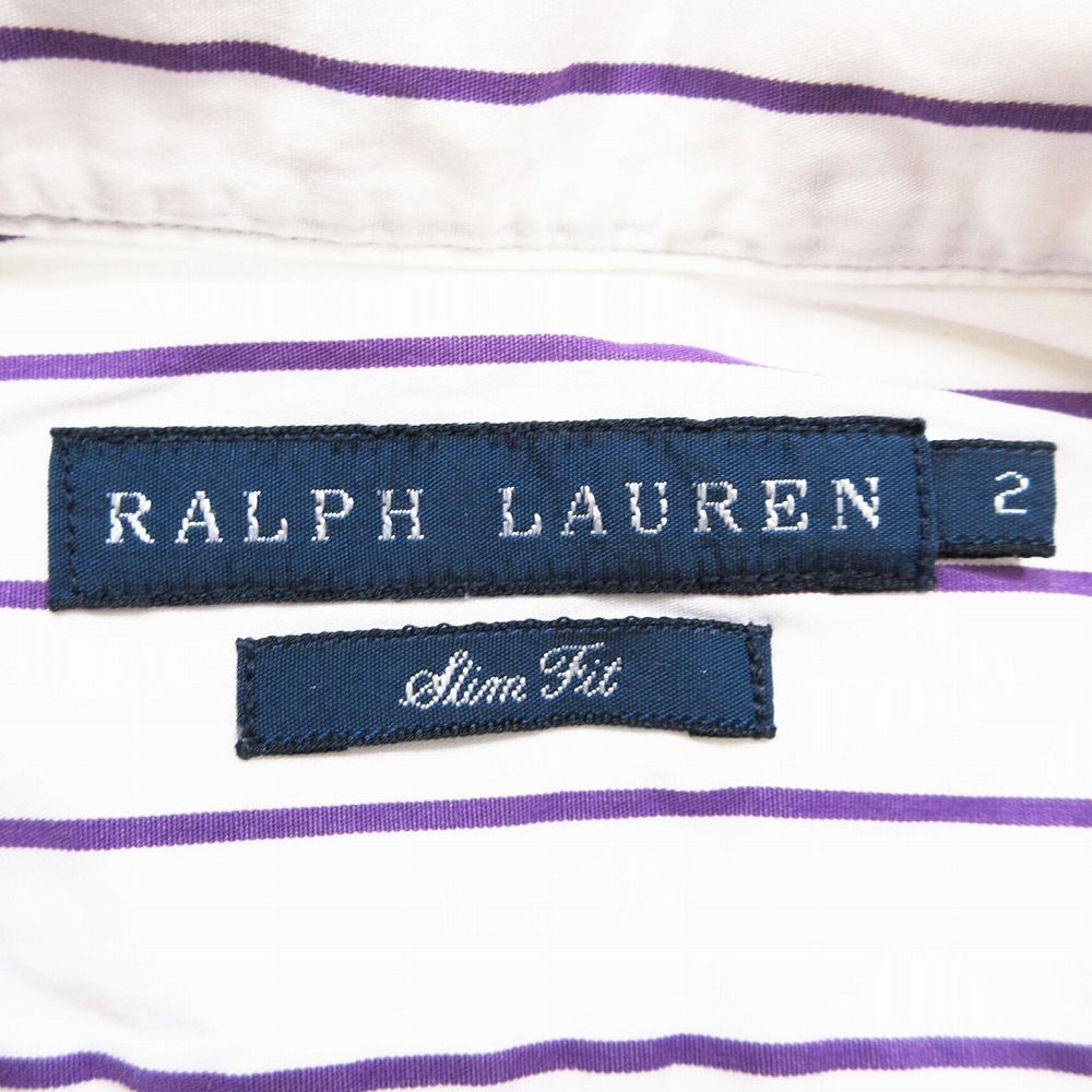 Ralph Lauren - 商品 ラルフローレン スリムフィット ロゴ刺繍 ストライプ シャツ 2 パープル Ralph Lauren - 商品 ラルフローレン スリムフィット ロゴ刺繍