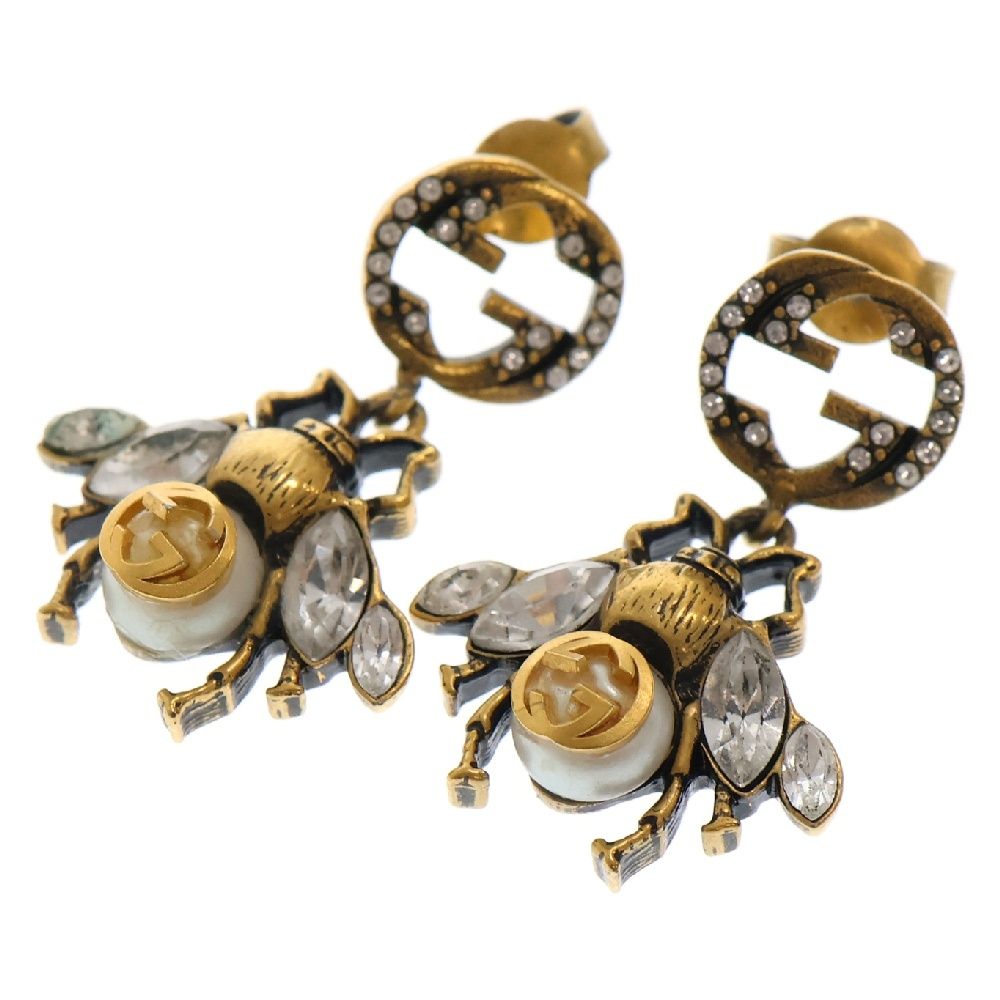 GUCCI (グッチ) インターロッキング G ビー 蜂 ラインストーン ピアス