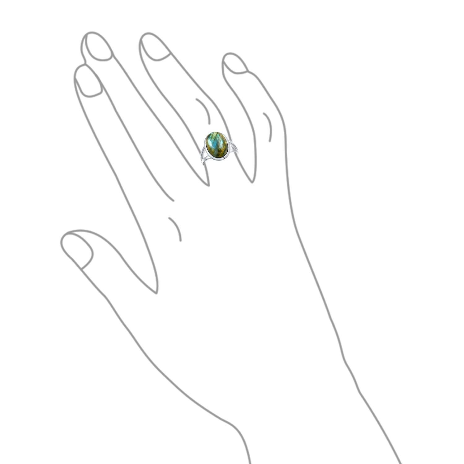 Jewelry 女性のための個人化された大きい楕円のカボションの斜面の宝石類の割れたすねのボホーの声明ピンクの水晶Labradoriteのムーンストーンリング十代の.925のスターリング