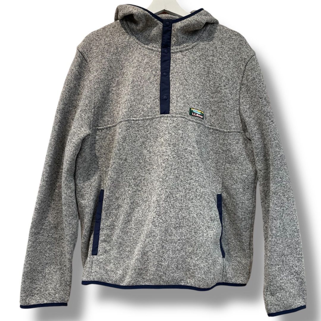 美品 L.L.Bean エルエルビーン フリース アノラックパーカー グレー 灰色 霜降りグレー Lサイズ プルオーバー ハーディー パーカー メンズ 秋 ゴーゴー古着久喜倉庫店 鴻596T