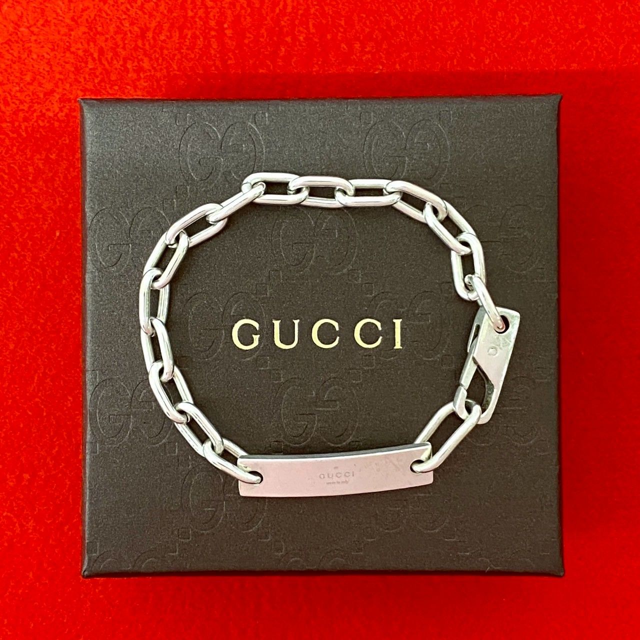 極 美品 GUCCI グッチ ID プレート ブレスレット シルバー925