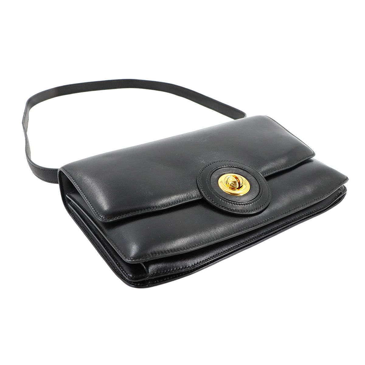 エルメス HERMES ショルダー バッグ ボックスカーフ レザー ブラック 〇G刻印 1977年製 ヴィンテージ ゴールド 金具 Shoulder Bag 90291028 エルメス HERMES ショルダー バッグ ボックスカーフ レザー ブラック