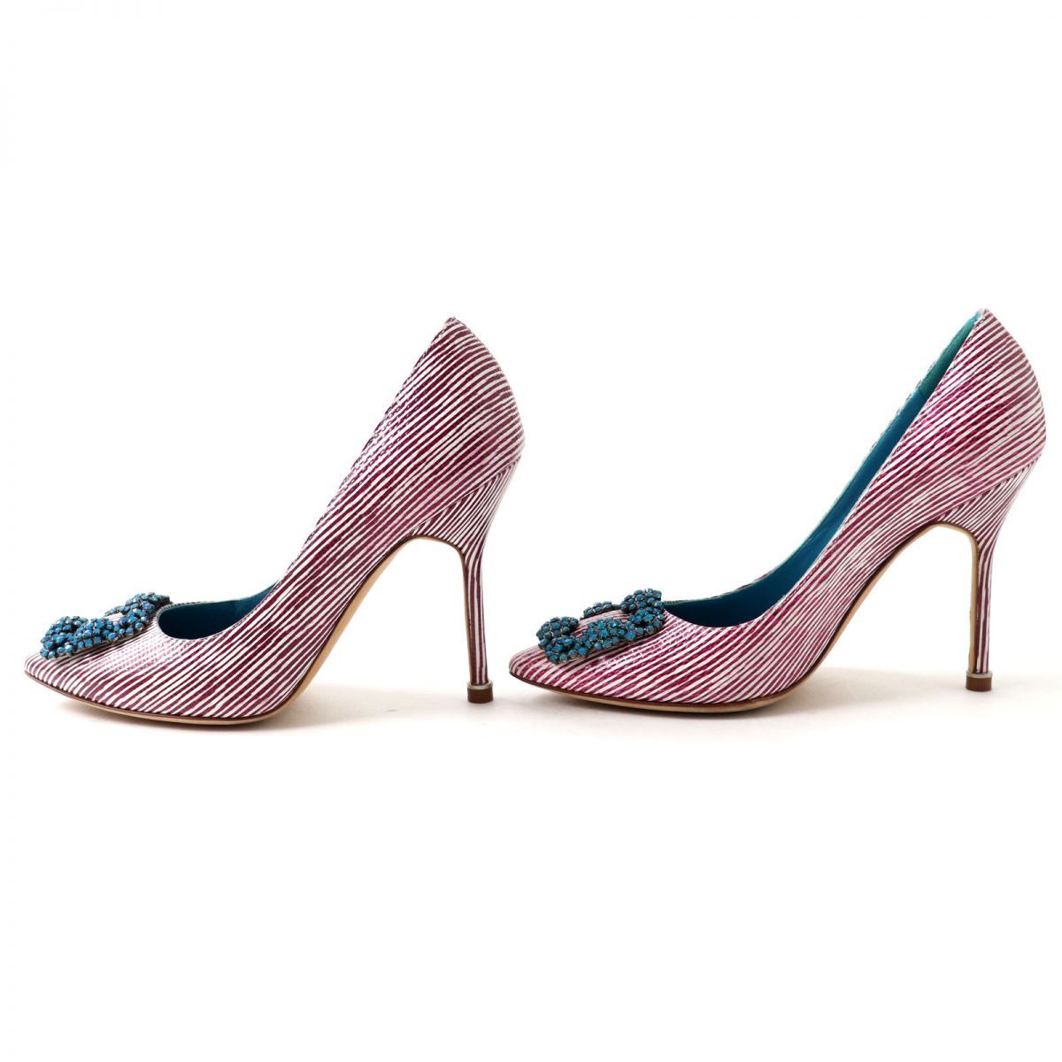 美品◎伊製 MANOLO BLAHNIK マノロ ブラニク ハンギシ ビジュー装飾 