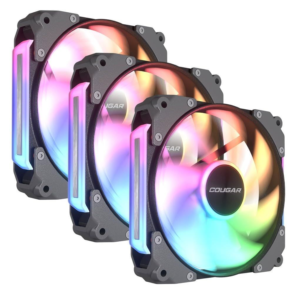 COUGAR Apolar 120 ARGB 3 in one シームレスなデイジーチェーン接続が 120mm ARGBファン ブラックモデル3個パック CF-APR12HB3-RGB