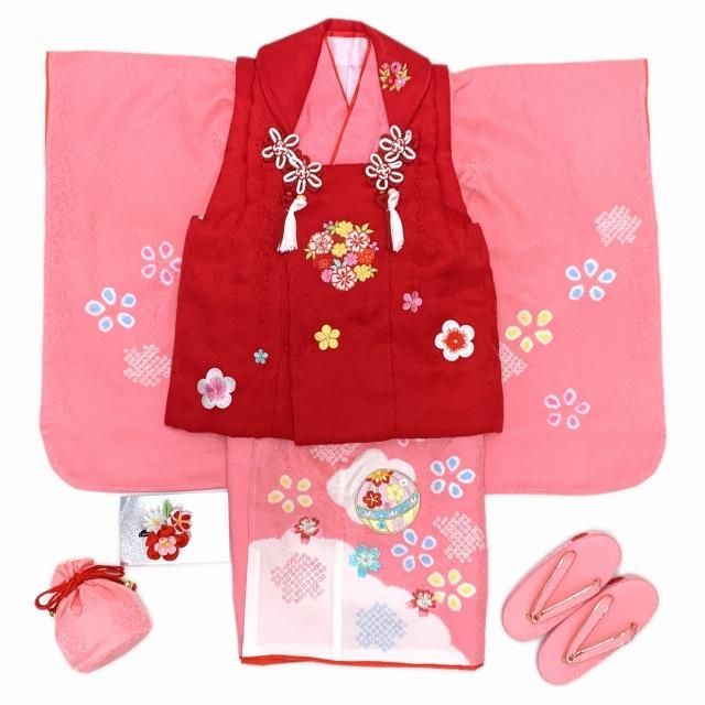 もしもし 七五三 3歳 フルセット 絞り 着物 正絹 被布 刺繍 三歳 正絹総絞り3歳七五三被布フルセット