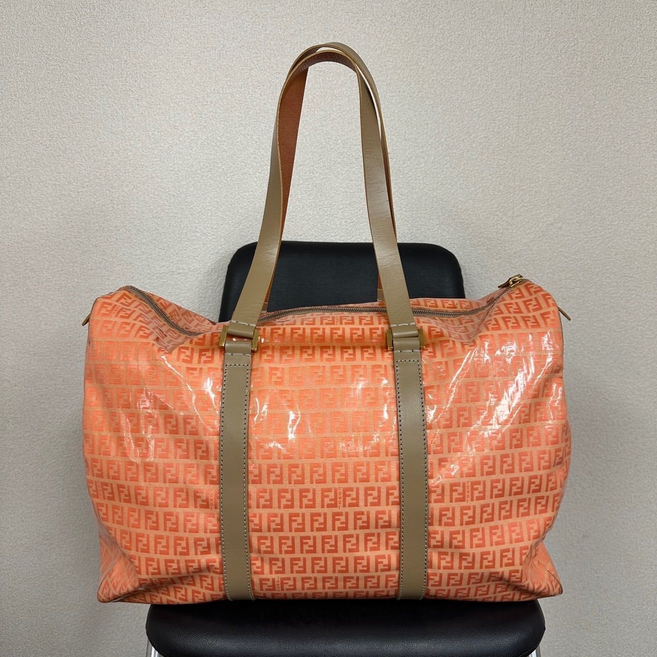 FENDI フェンディ ボストンバッグ ズッキーノ サーモンピンク