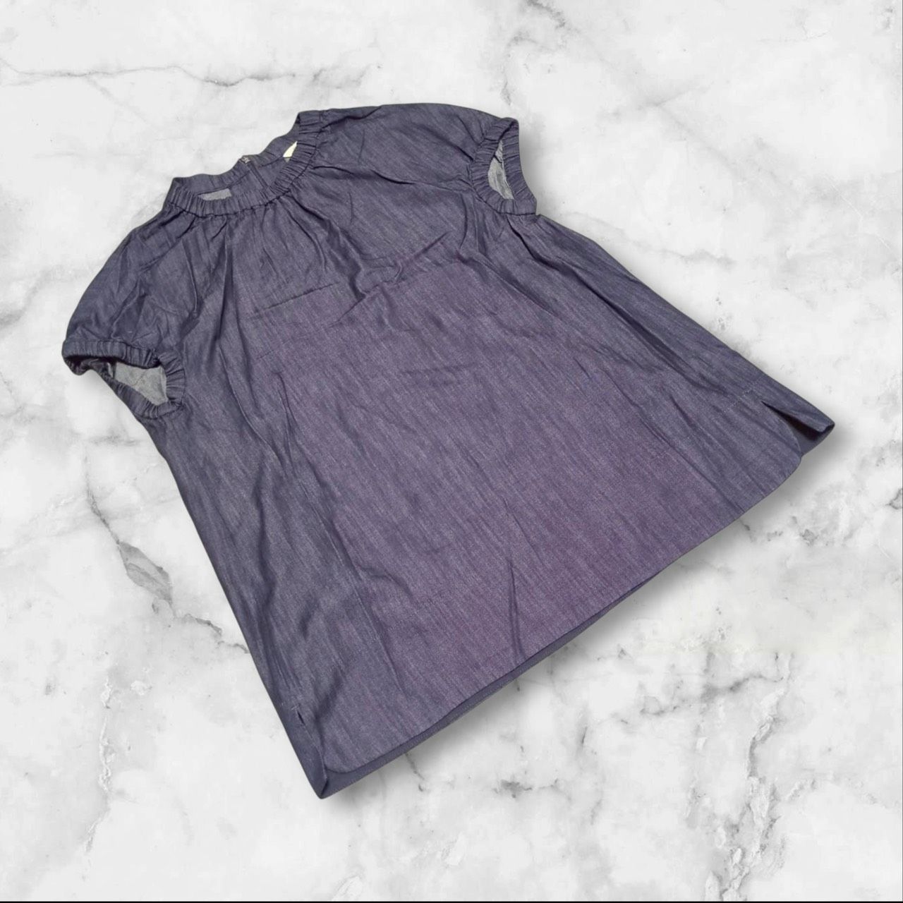 エスマックスマーラ 40 トップス デニム調 フレンチスリーブ カジュアル