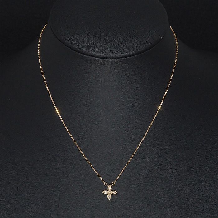 アガット agete ダイヤモンド/0.05ct 花 フラワー ネックレス