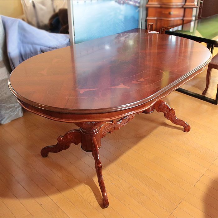 イタリア製 象嵌 ダイニングテーブル Dining table 160cm幅 楕円 テーブル 象嵌家具 おしゃれ 輸入家具 食卓 リビング 家具  インテリア - メルカリ