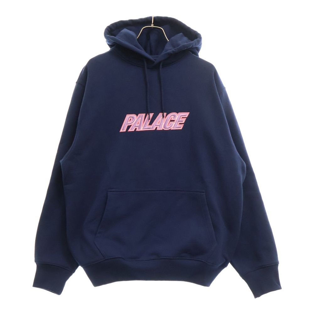 Palace Skateboards パレススケートボーズ FONT HOOD ロゴエンブロイダリー プルオーバーパーカー フーディー ネイビー P27CS021