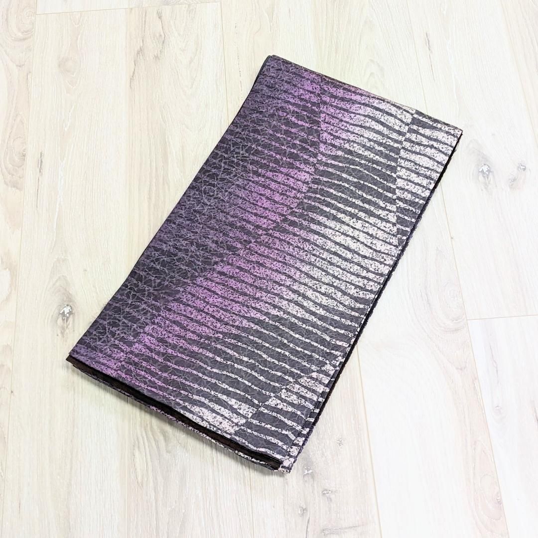 【新品・仕立て上がり】正絹 袋帯 カジュアル 染帯 紫 リバーシブル b121綾袋帯