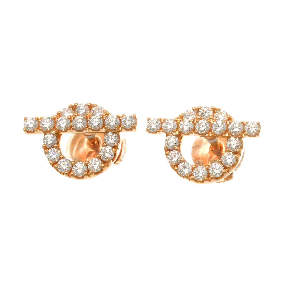 エルメス HERMES フィネス ダイヤ 0.92/0.92ct ピアス K18 PG ピンク  