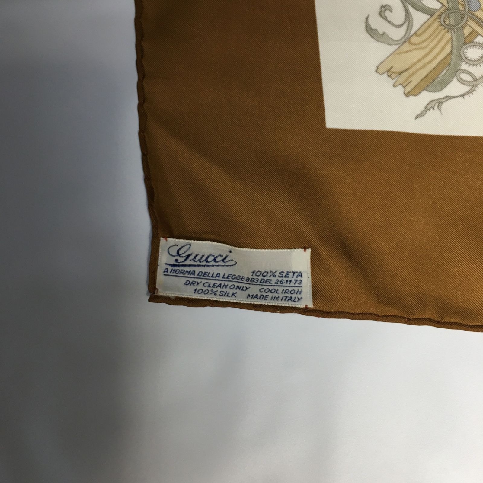 2507-68｜美品｜グッチ スカーフ シルク ブラウン タグあり 2507-68｜美品｜グッチ スカーフ シルク ブラウン タグあり