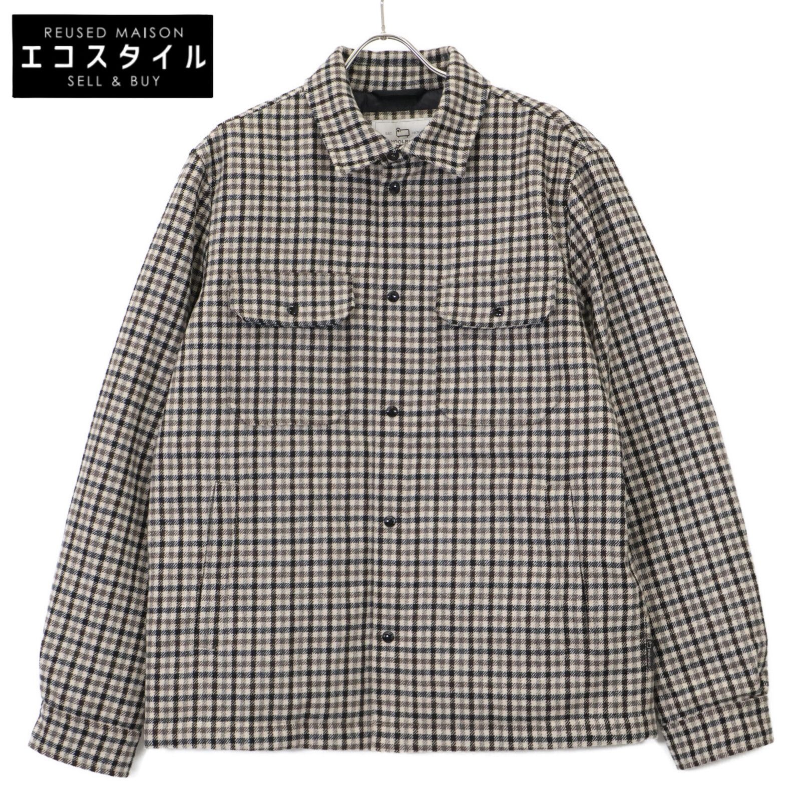 WOOLRICH ウールリッチ ブラウン アラスカン ウールチェック オーバー ダウン シャツ WOOLRICH ウールリッチ ブラウン アラスカン ウールチェック オーバー ダウン シャツ