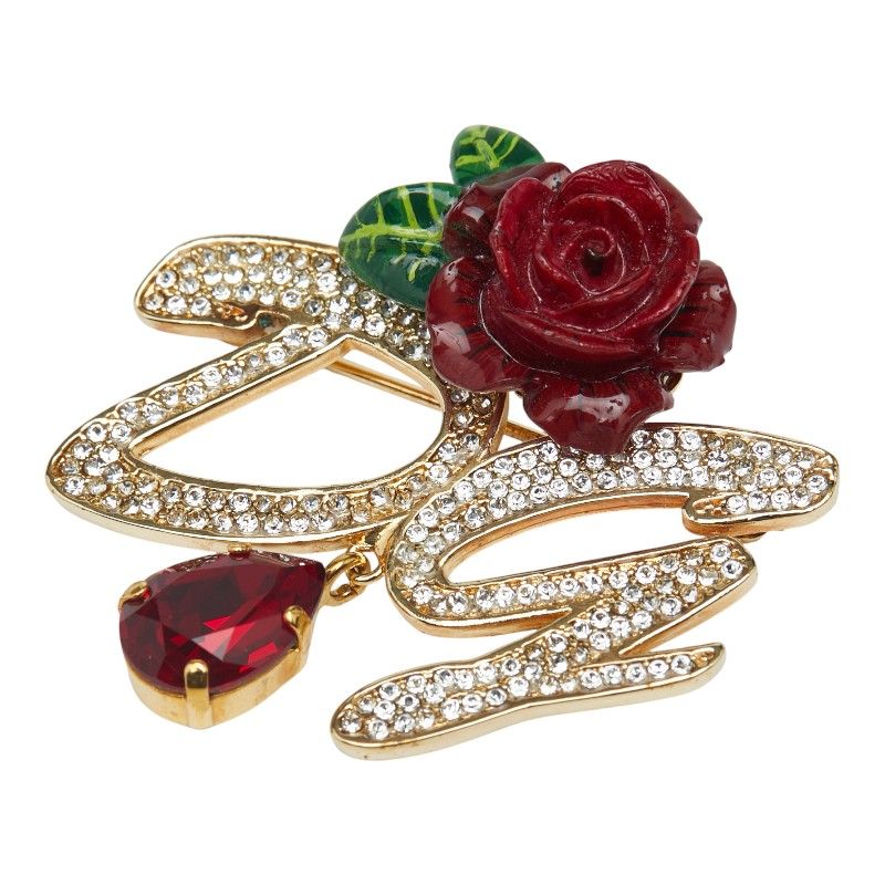 ドルチェアンドガッバーナ バラ ラインストーン ゴールド レッド メッキ レディース DOLCE-GABBANA 1-0237685