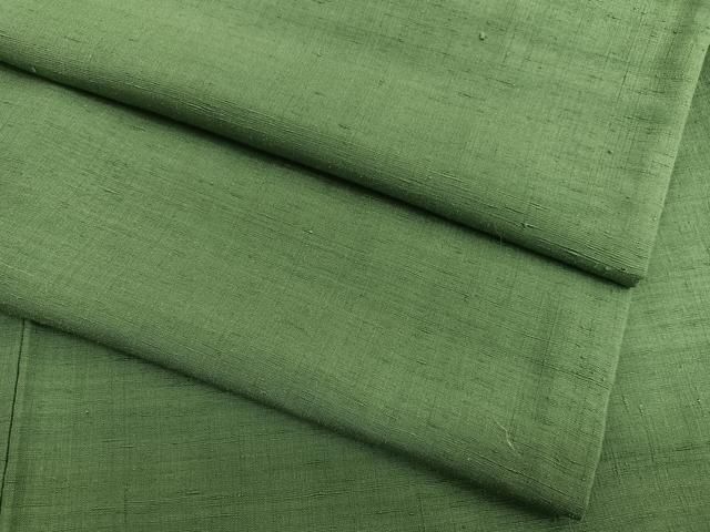 平和屋着物○本場結城紬 重要無形文化財 色無地 松葉色 正絹 逸品  