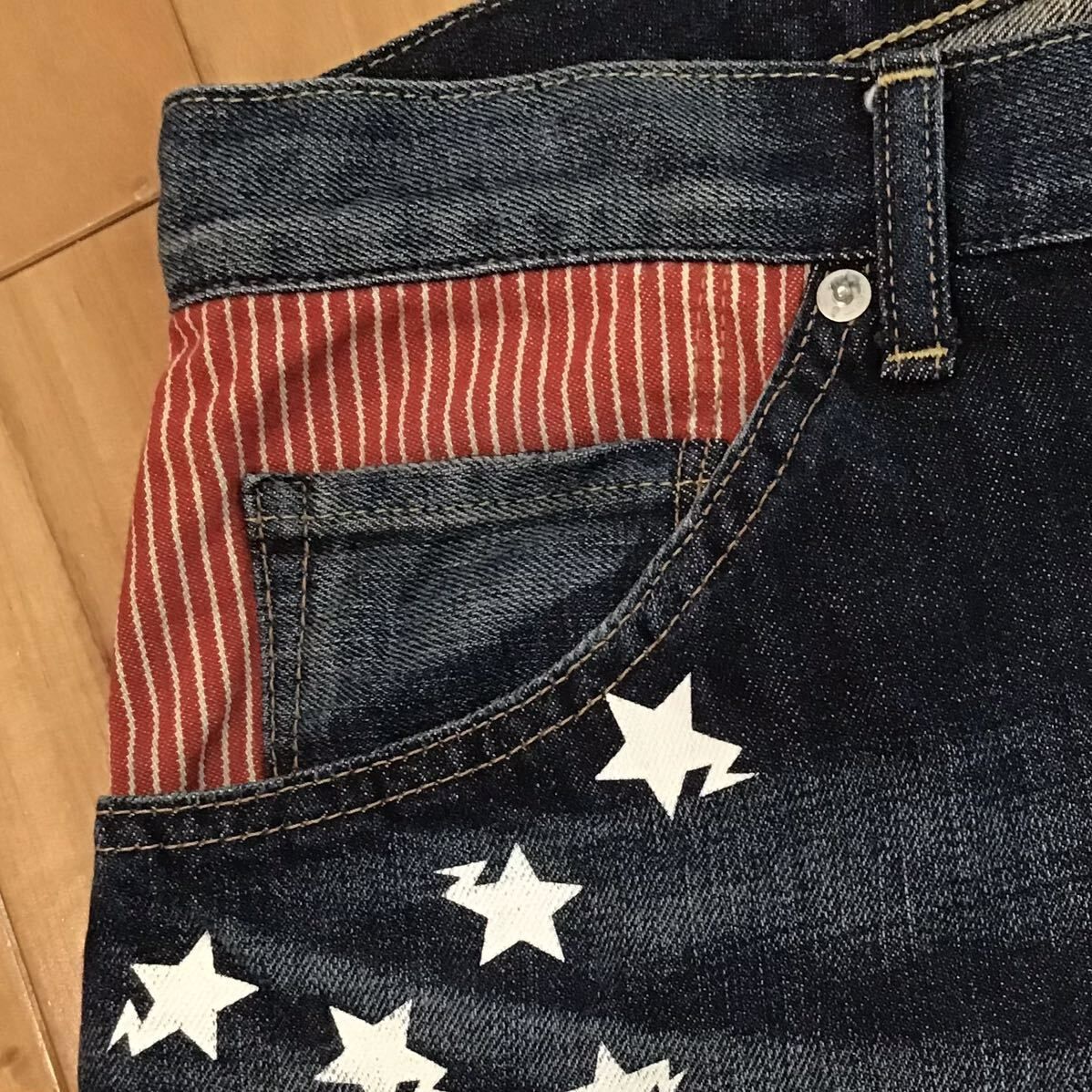 オンライン アベイシングエイプ BAPESTA スタープリント デニムパンツ