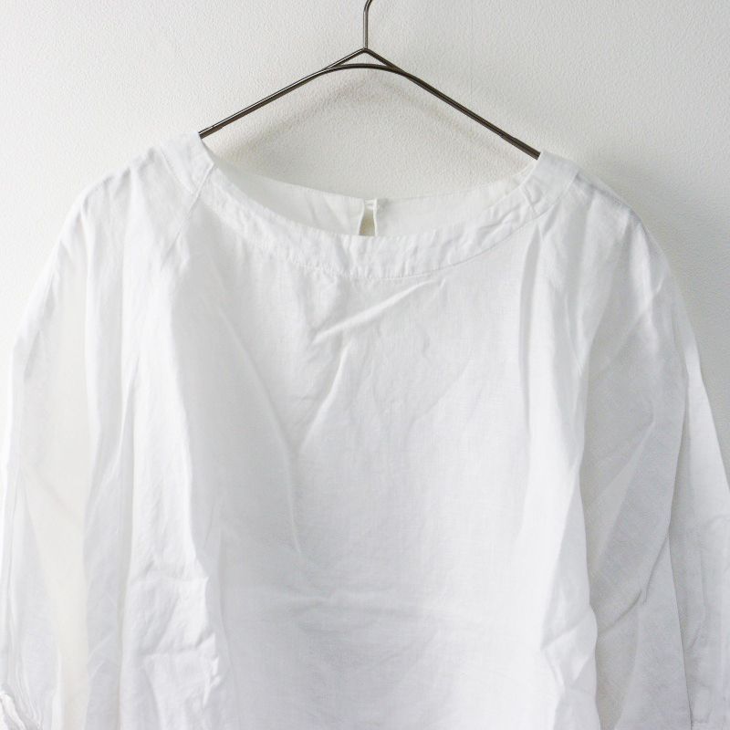 極美品 nest robe リネンスキッパーブラウス F 白 ネストローブ nest Robe リネン フレンチスリーブ ワイド