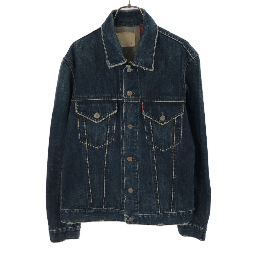 リーバイス ダメージ加工 長袖 デニムジャケット M ネイビー Levi's ジージャン メンズ 古着 【240224】