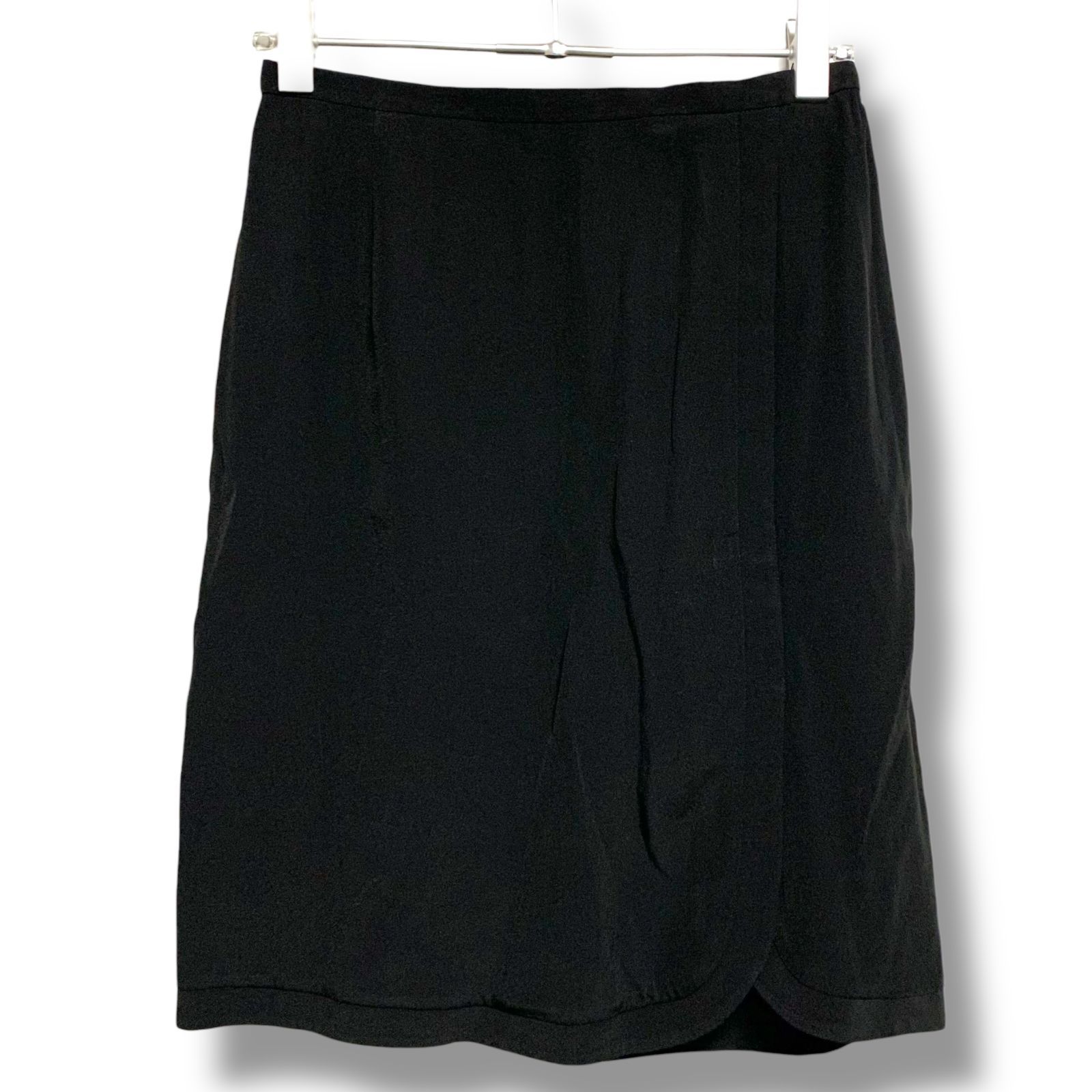 GIORGIO ARMANI ジョルジオアルマーニ ブラック ラップスカート ミディアムスカート アセテート混 イタリア製 38 Mサイズ相当 素材 レディース エレガント 上品 ラグジュアリー おしゃれ 大人 001141H