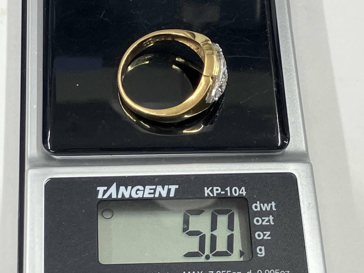 K18 Pt900 #13 5.0g CS0.17ct デザインリング コンビ - メルカリ