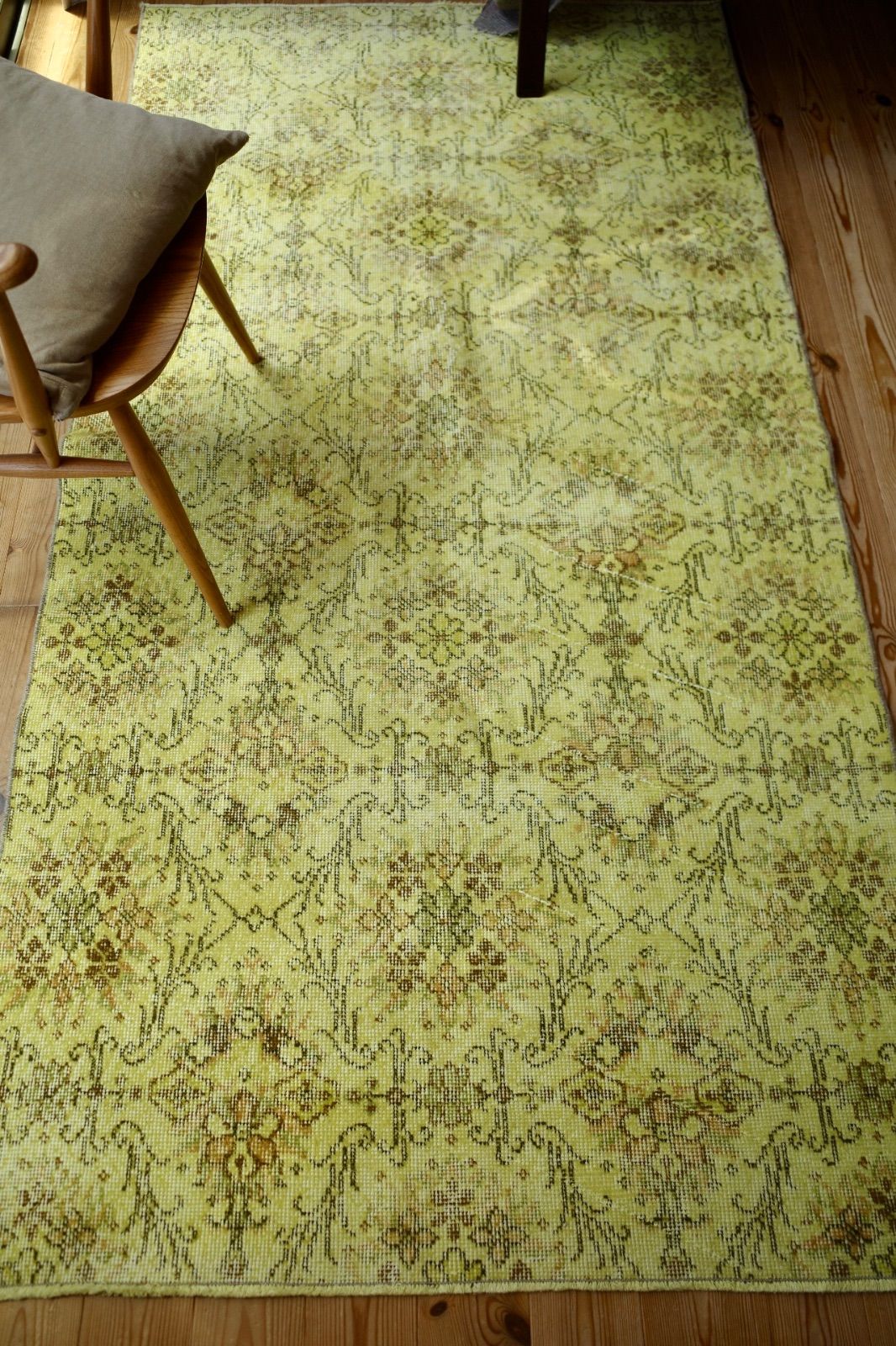 トルコ ヴィンテージラグ レモンイエロー オーバーダイ