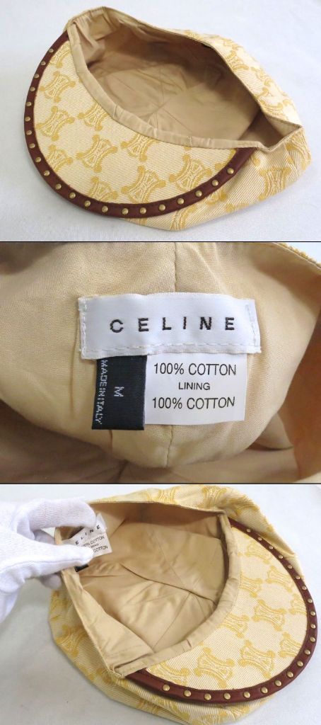 222557】CELINE セリーヌ キャンバス ハット マカダム柄 鋲