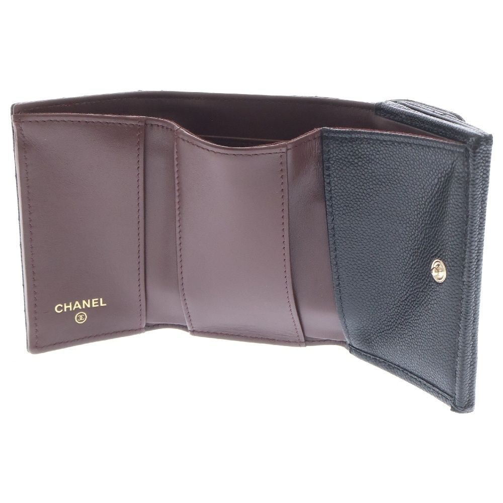CHANEL (シャネル) マトラッセ コンパクトウォレット ブラック  
