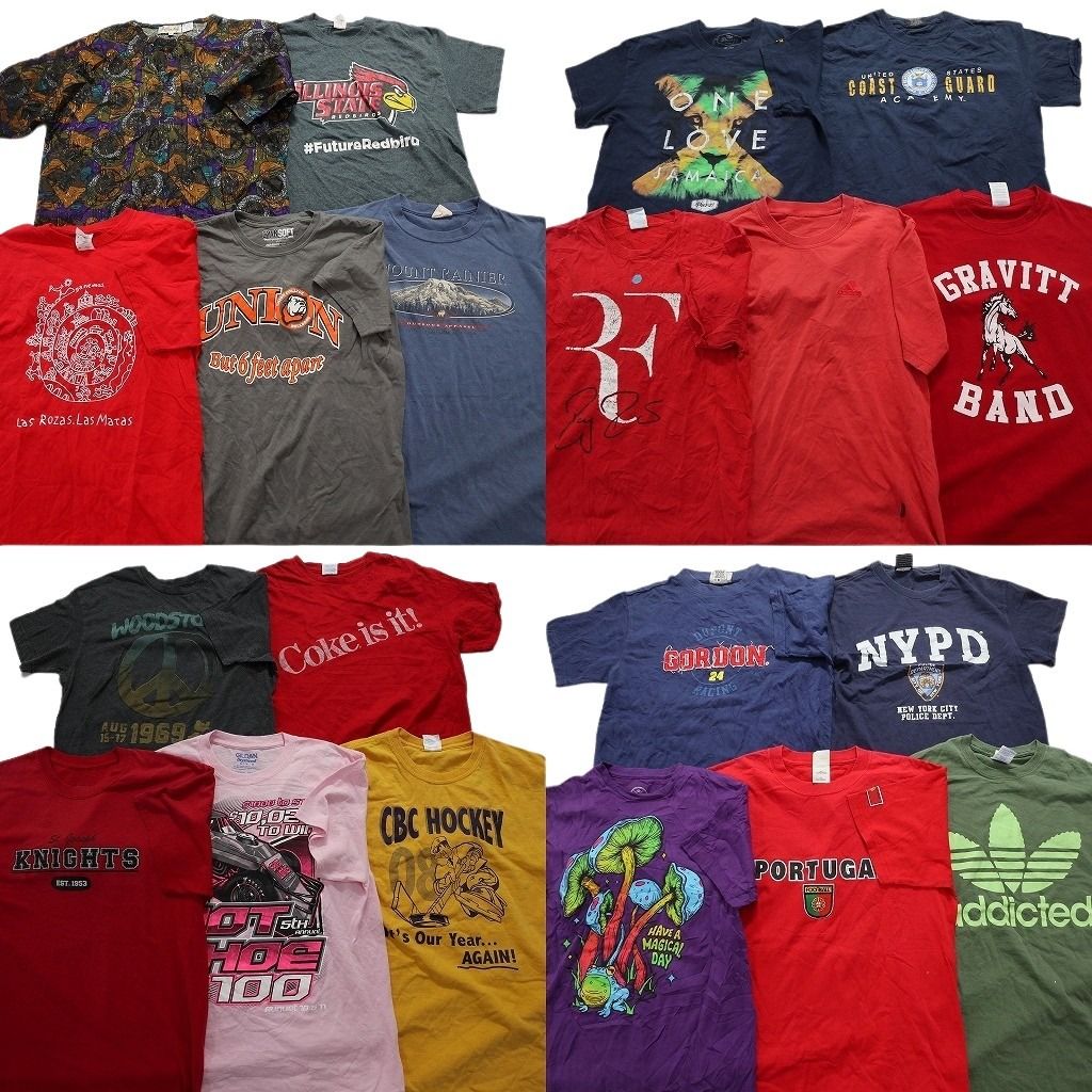 古着卸 mix プリント 半袖Tシャツ 20枚セット メンズ M アディダス チームロゴ レーシング 英文字 古着 NA1794