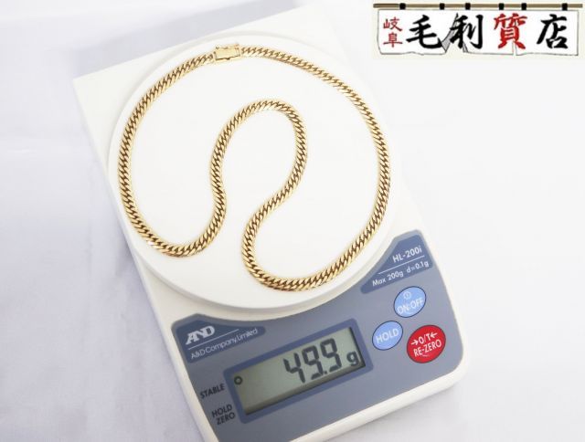 K18 イエローゴールド 49.9g 　6面ダブル  喜平 ネックレス キヘイ　6メンダブル 18金  49.9g 750 YG  【中古】ジュエリー