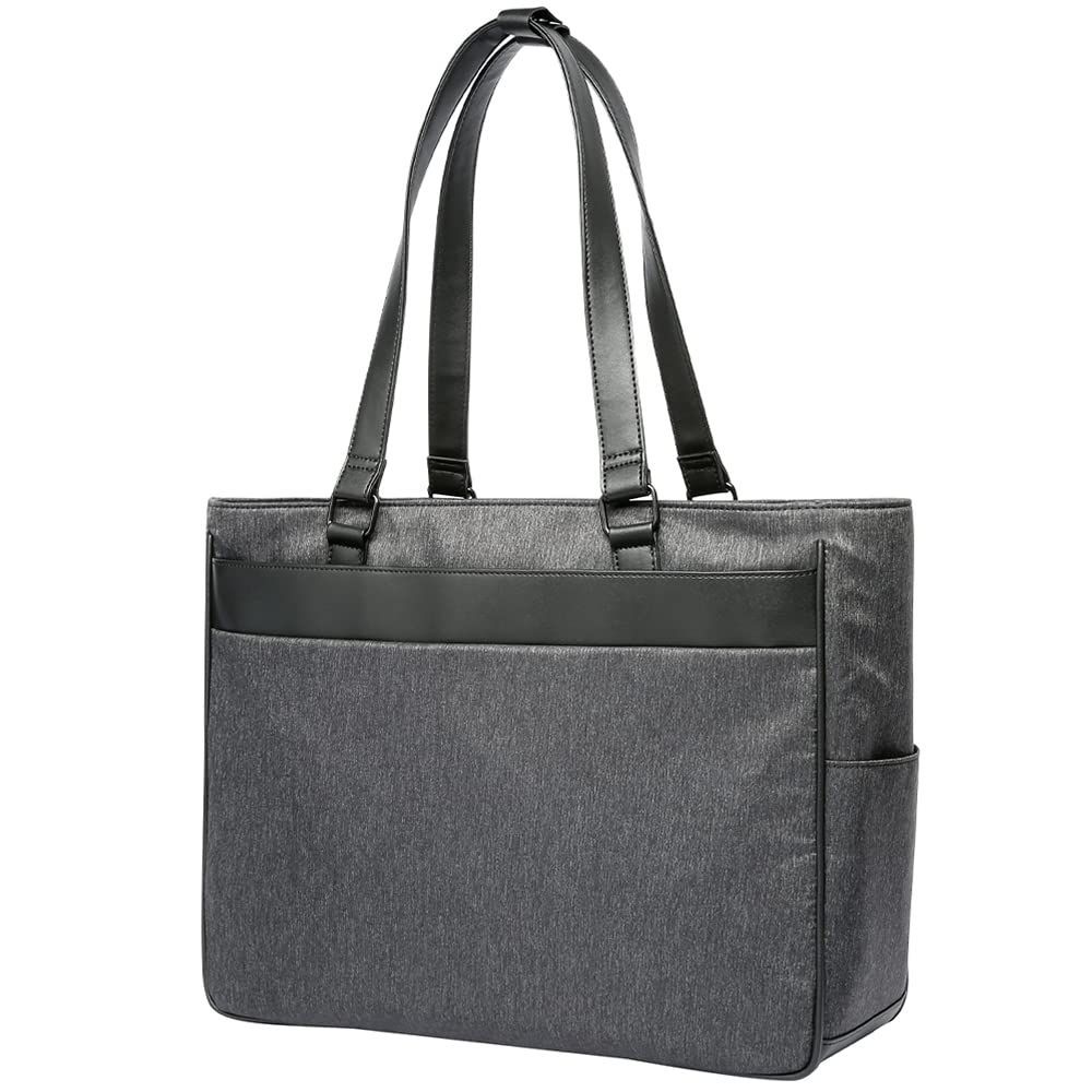 Color black-gray Cestlaviegu ビジネスバッグ メンズ 大容量 トートバッグ とーとばっく 防水 自立 大きめ PUレザー A4 15.6型PC収納 ファスナー付き 通勤 通学 就活 仕事 ブラック