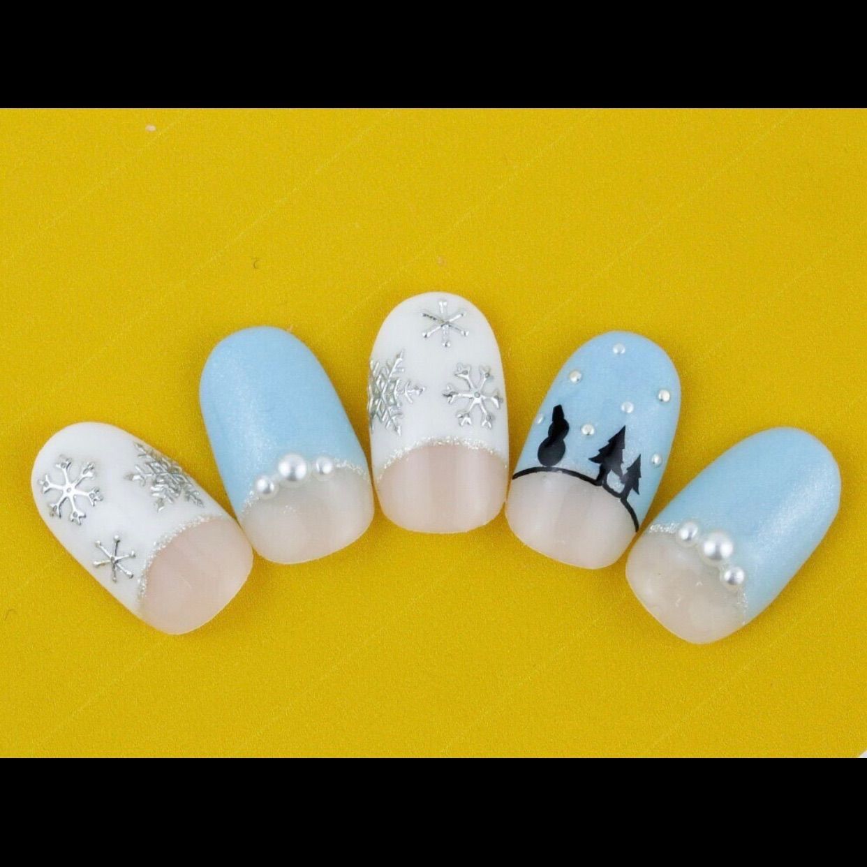 No.31 オーダーネイルチップ冬雪結晶雪だるま No.31 オーダーネイル