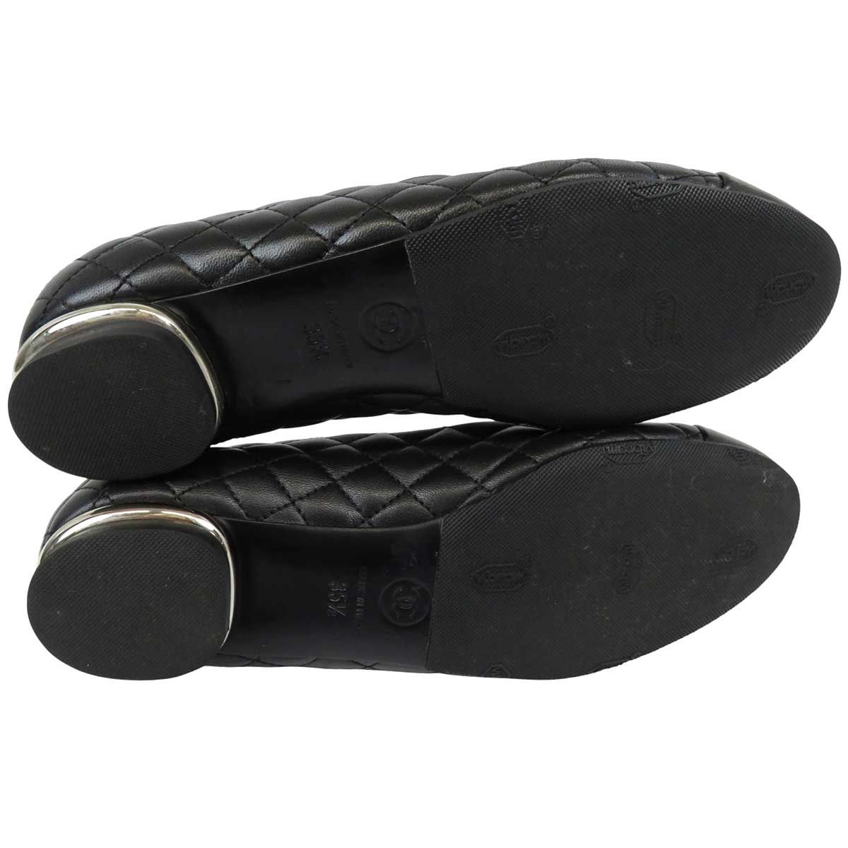 美品！CHANEL フラットシューズ　ココマーク　マトラッセ　ブラック　23.5 シャネル ココマーク マトラッセ バレエシューズ G30274