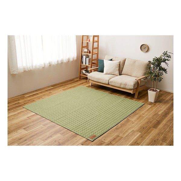 【新品】萩原  ハギハラ スウェットキルトラグ ココン 約190×240cm 洗濯可 ホットカーペットカバー グリーン 240638012 (2582467)