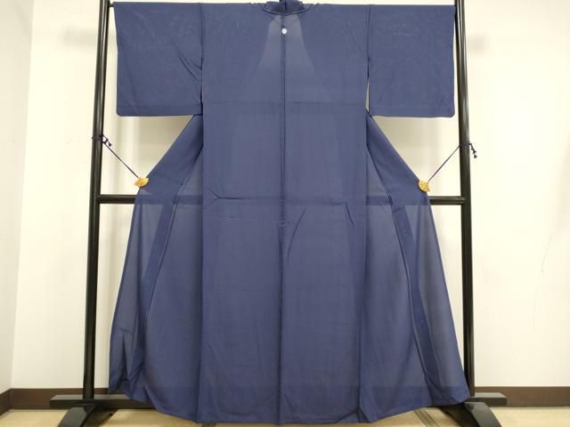 平和屋着物▽男性　紬　単衣　色無地　紺藍色　正絹　逸品　未使用　AAAU6462iu 平和屋着物▽男性 紬 単衣 色無地 紺藍色 正絹 逸品 未