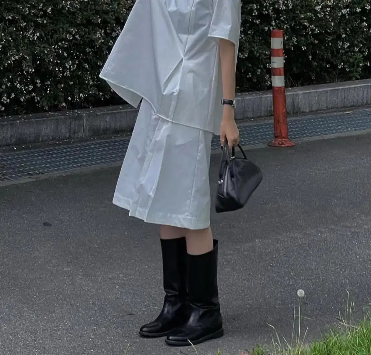 TREEMINGBIRD Inverted pleats set ー up skirt ivory GULLKHAN_COM