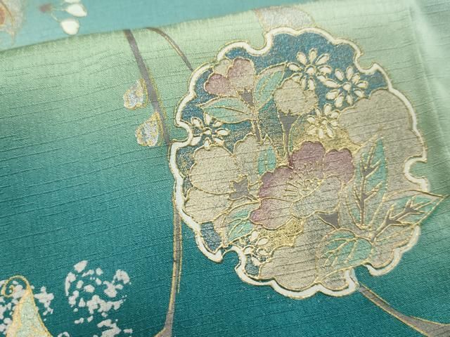 平和屋着物○訪問着 友禅 松皮菱吉祥花文 金彩 正絹 逸品