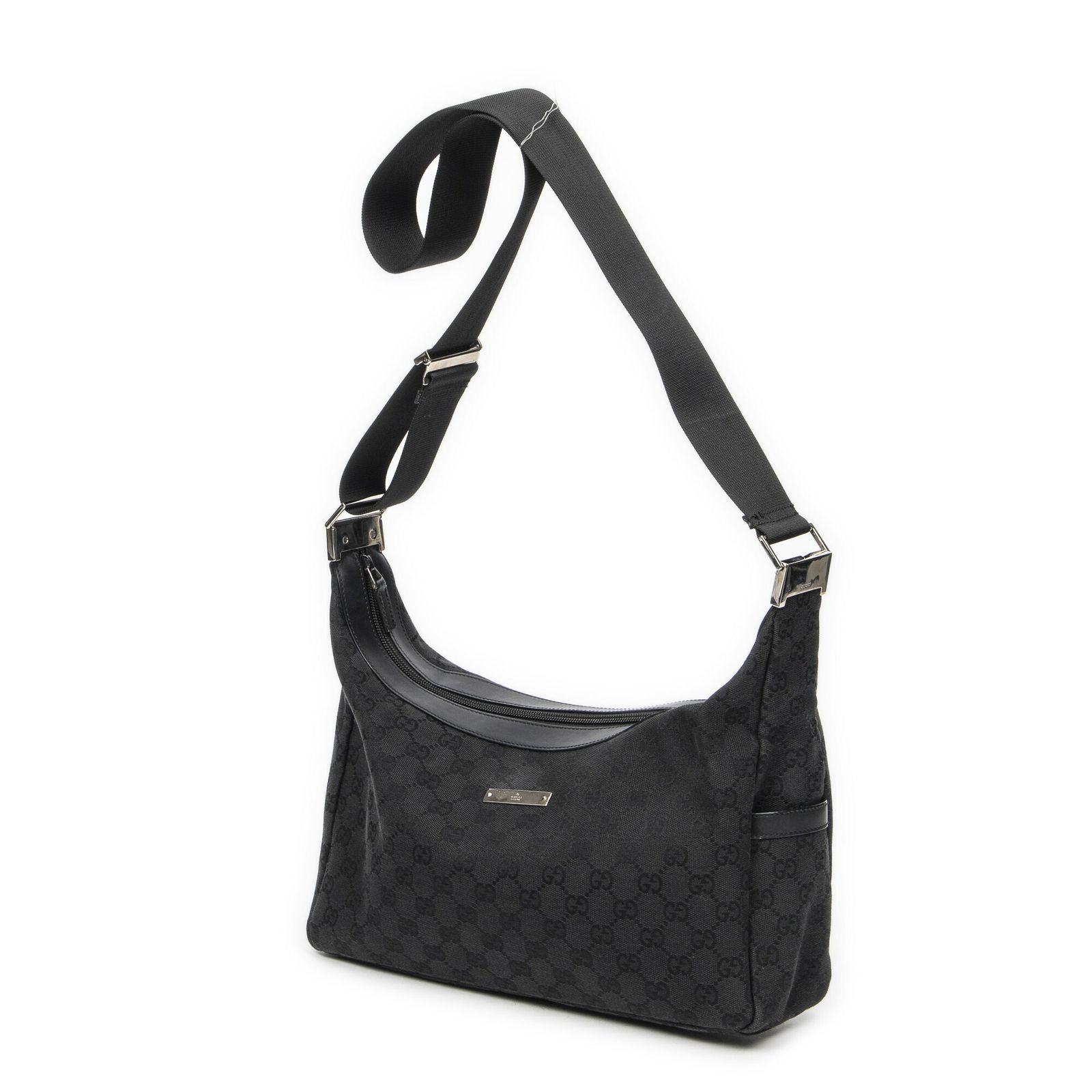 グッチスクエアジップメッセンジャー黒GGキャンバスA