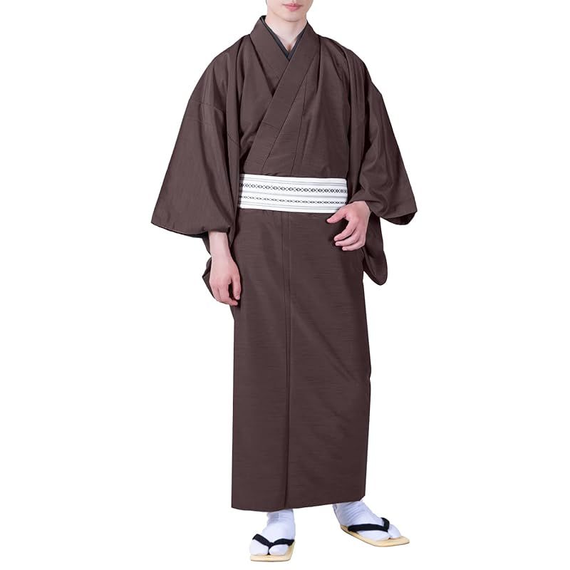 KYOETSU キョウエツ 着物 単衣 メンズ 男性 和服 洗える着物 3L 紫鼠 0