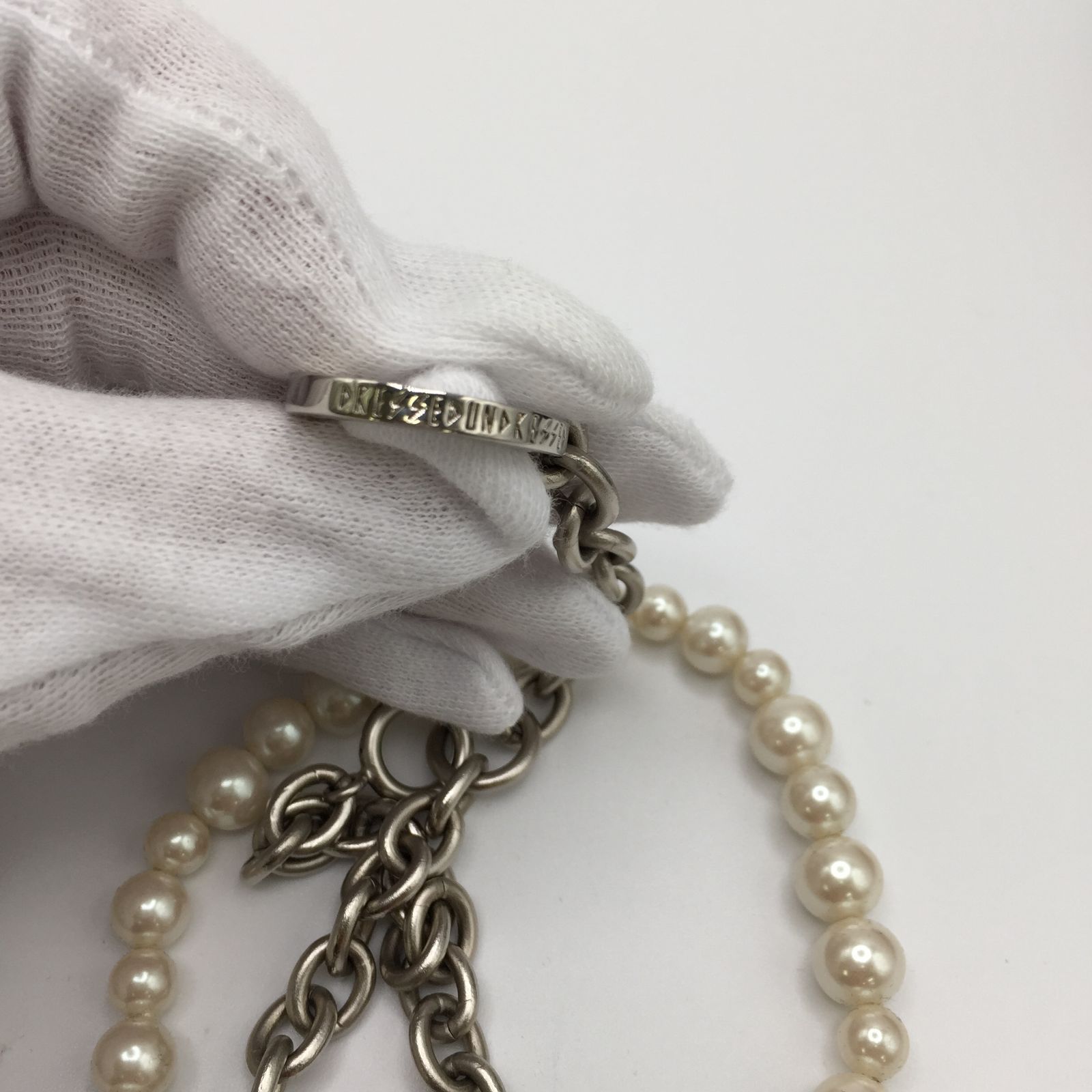 glass dressed undressed DRESSEDUNDRESSED ドレスドアンドレスド Pearl Chain Necklace ガラスパールネックレス シルバー×ホワイト  DUS21908 - メルカリ