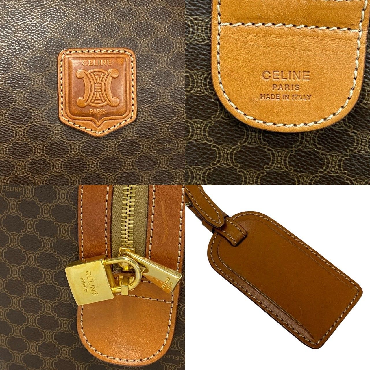 CELINE セリーヌマカダム柄 ボストンバッグ ヴィンテージ レザー・ブラウン CELINE(セリーヌ) macadam pattern boston bag マカダム柄