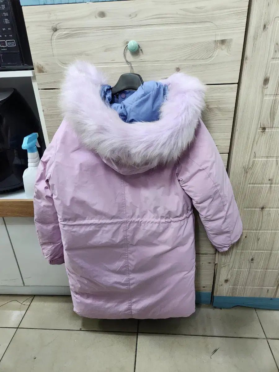 ニュー ンス キッズ ピンク ファー フード ダウンジャケット ロング丈 155 11 12歳