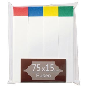 まとめ TANOSEE ふせん 75×15mm ホワイト 4色帯入 1パック 4冊 ×20セット