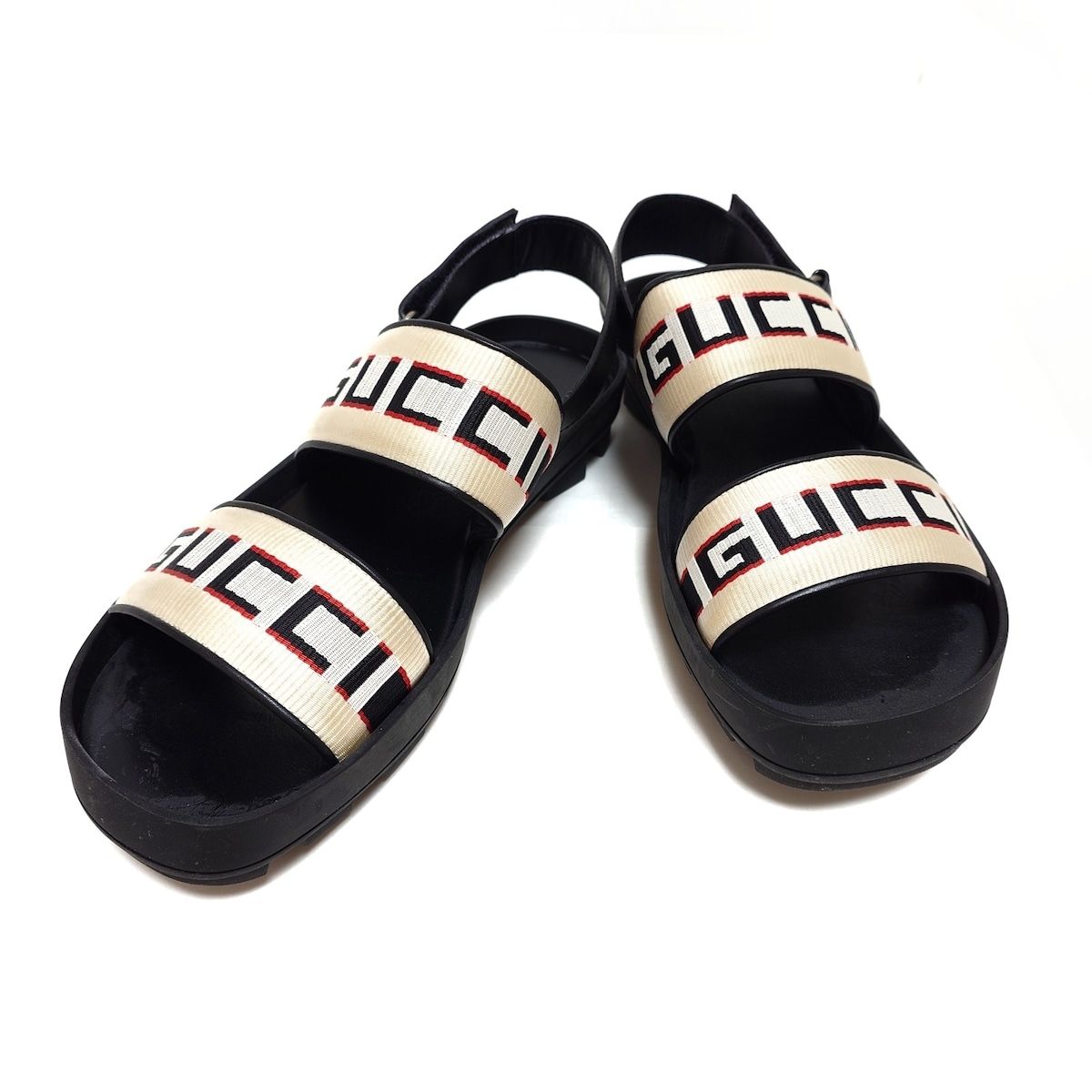 GUCCI(グッチ) サンダル 9 メンズ ロゴストライプストラップサンダル  