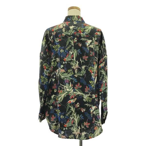【美品】  MUSE de Deuxieme Classe / ミューズドゥーズィーエムクラス | 【 BANANATIME / バナナタイム 】OVERSIZED / コットン シルク 総柄 鳥 バード シャツ ブラウス | S | ブラック | レディース 美品】 MUSE de Deuxieme Classe / ミューズドゥーズィーエムクラス
