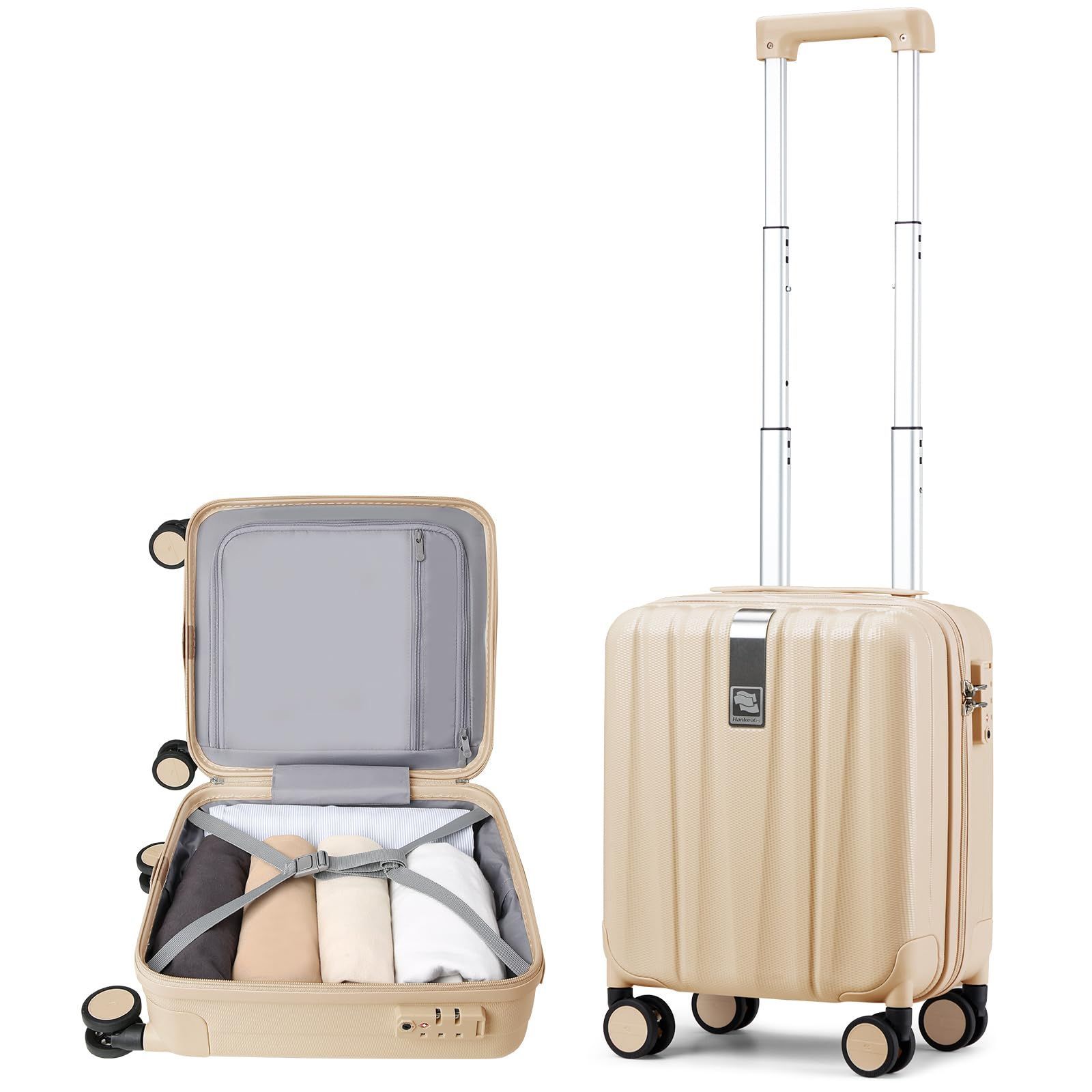 キャリーケース スーツケース SSサイズ 超軽量 機内持ち込み 1泊2日 Hanke 耐衝撃PC材質 静音回転自在ホイール ショートトラベルスーツケース TSAロック搭載 14インチです キューバサンド