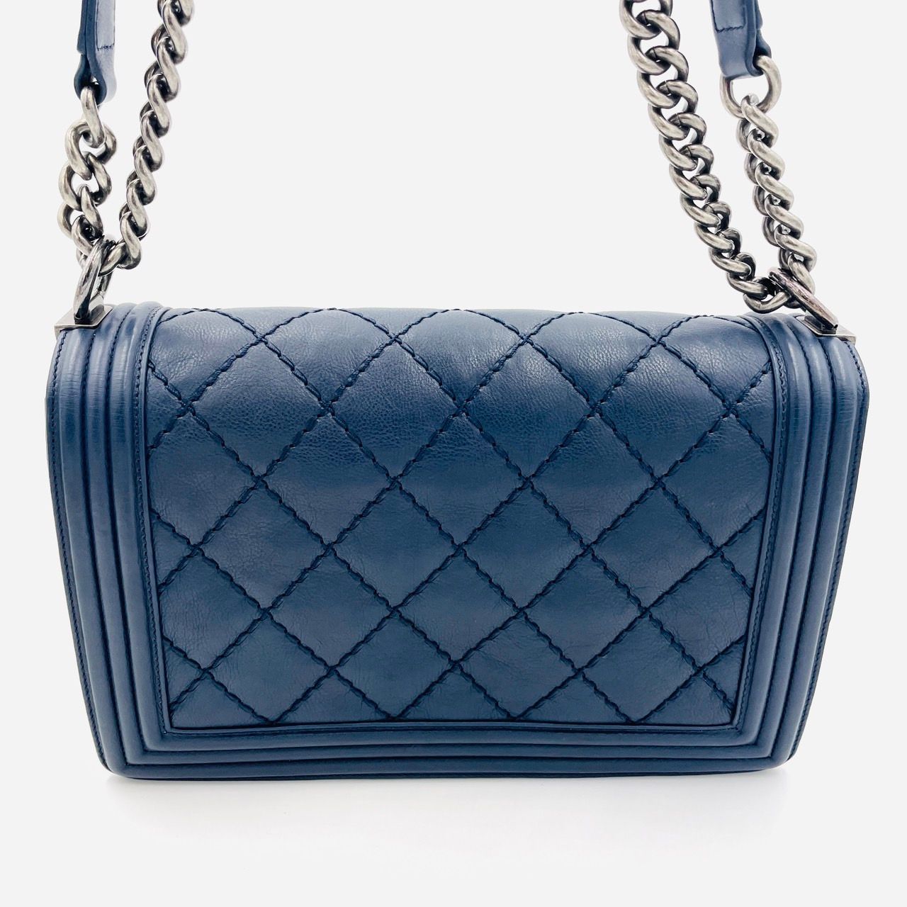 シャネル CHANEL ボーイシャネル レザー 2Way ネイビー ショルダー 
