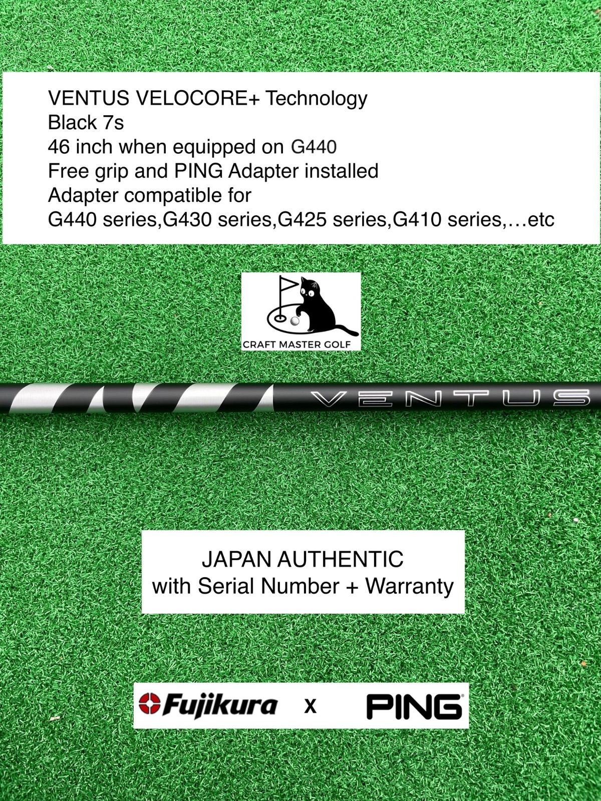 Fujikura VENTUS BLACK TR 7S シャフトのみPing ベンタスブラック 7S