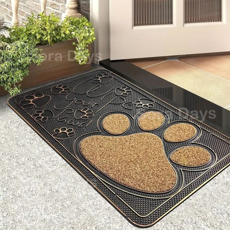 屋外ドアマット 玄関マット 猫の肉球 ラバー 長方形 可愛い ユニーク おしゃれ インテリア 北欧 泥落とし 汚れ取り 吸水性 水切り 滑り止め 洗える 手洗い可 室内 エントランス 四角 スクエア ゴム PVC 50×80cm