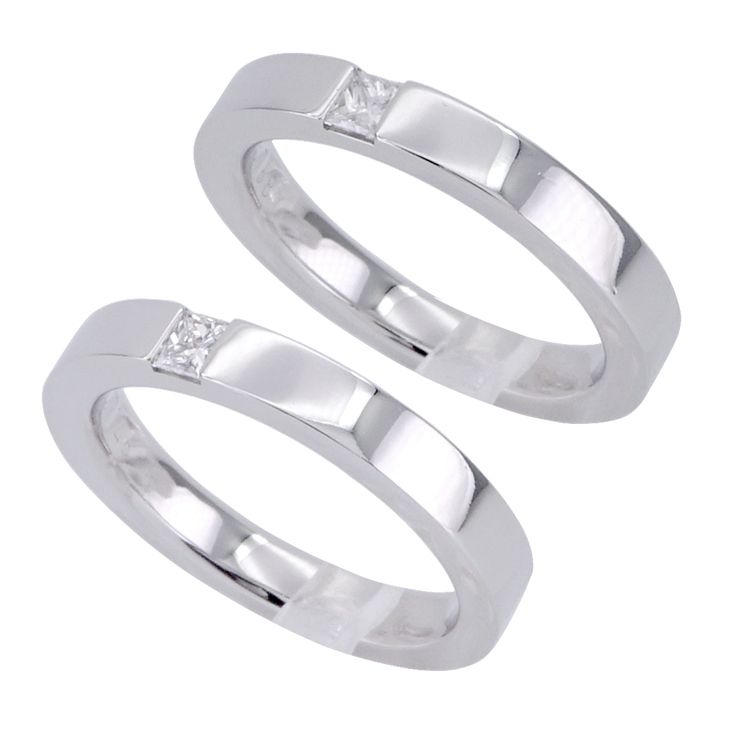 ハリーウィンストン HARRY WINSTON プリンセスカット マリッジリング クラシック ダイヤモンド バンドリング リング 指輪 Pt950 シルバー ペアリング ダイヤリング 結婚指輪